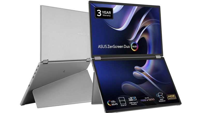 The Asus ZenScreen Duo OLED with two screens stacked vertically.