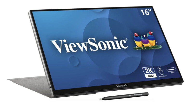 The ViewSonic TD1656-2K portable monitor shown with its stylus.