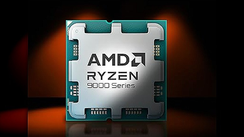 AMD Ryzen 9000 Series processor reflecting red and black tones.
