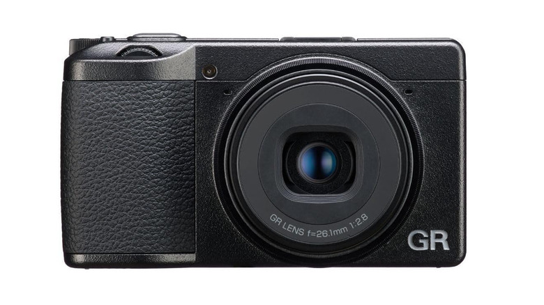 A Ricoh GR IIIx HDF camera showing its minimalist profile.
