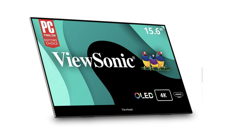 The ViewSonic VX1655-4K-OLED portable monitor on a white background.