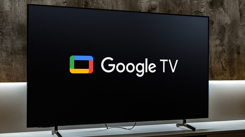 The Google TV user interface branding on a 4K television display.