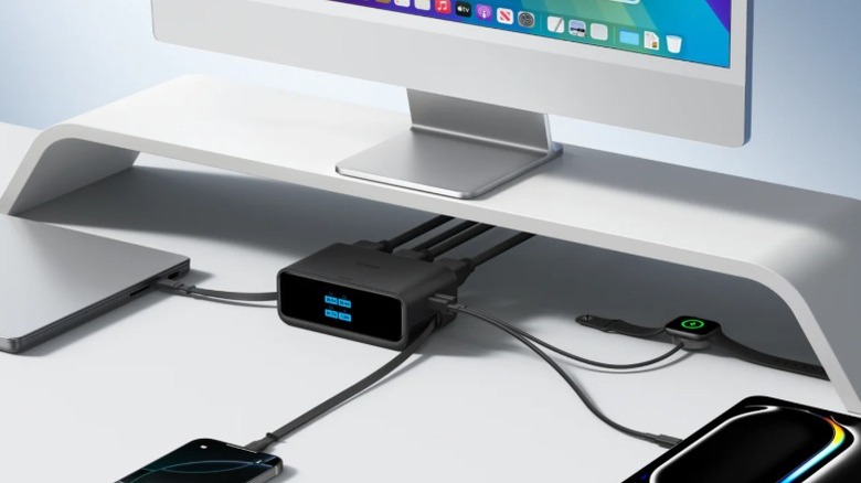 An Anker Nano Charging Station powering multiple Apple devices simultaneously.