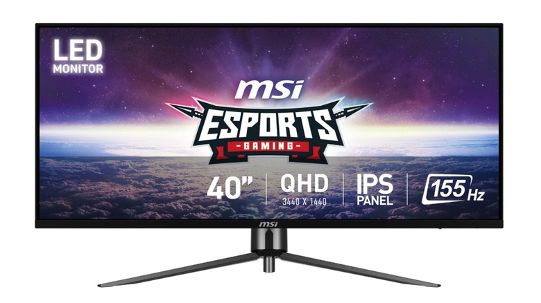 The MSI MAG401QR ultrawide gaming monitor showing its wide aspect ratio and sleek stand.