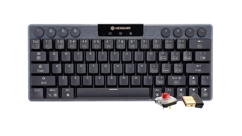A low-profile Hexgears A1 mechanical keyboard with a black metallic finish.